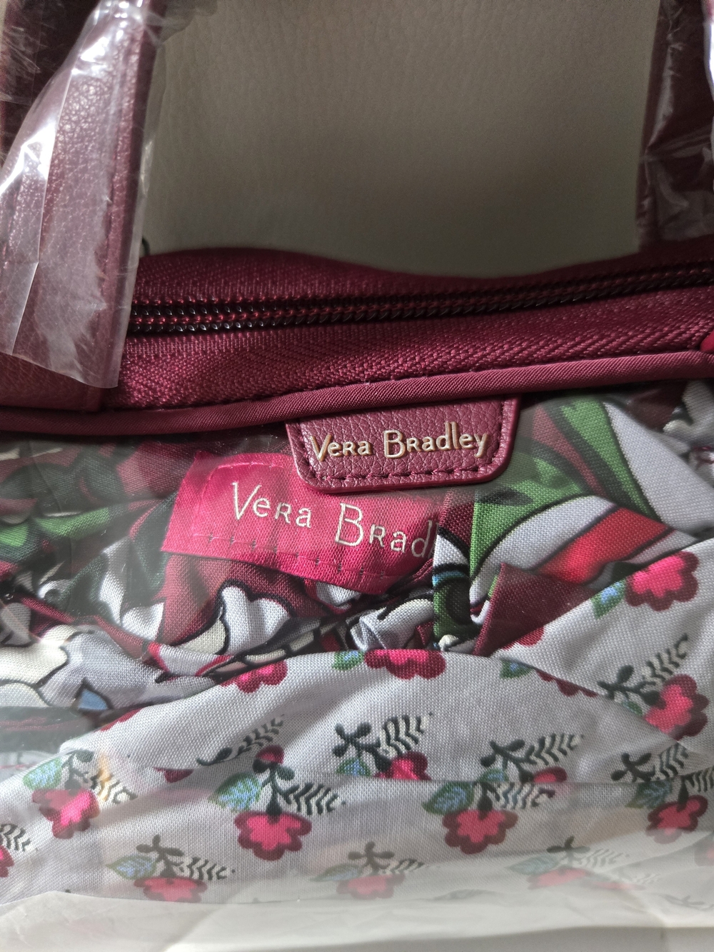 Vera Bradley Clear Dome Cosmetic Bag with Pink Floral Trim - Picture 3 of 5